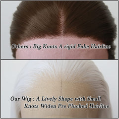 BTWTRY close-up of lace front and pre-plucked hairline for realistic look
