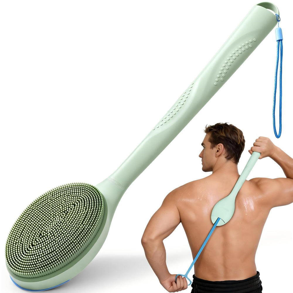 BUBBLEDANCE front view extended showing full reach and firm exfoliation benefit