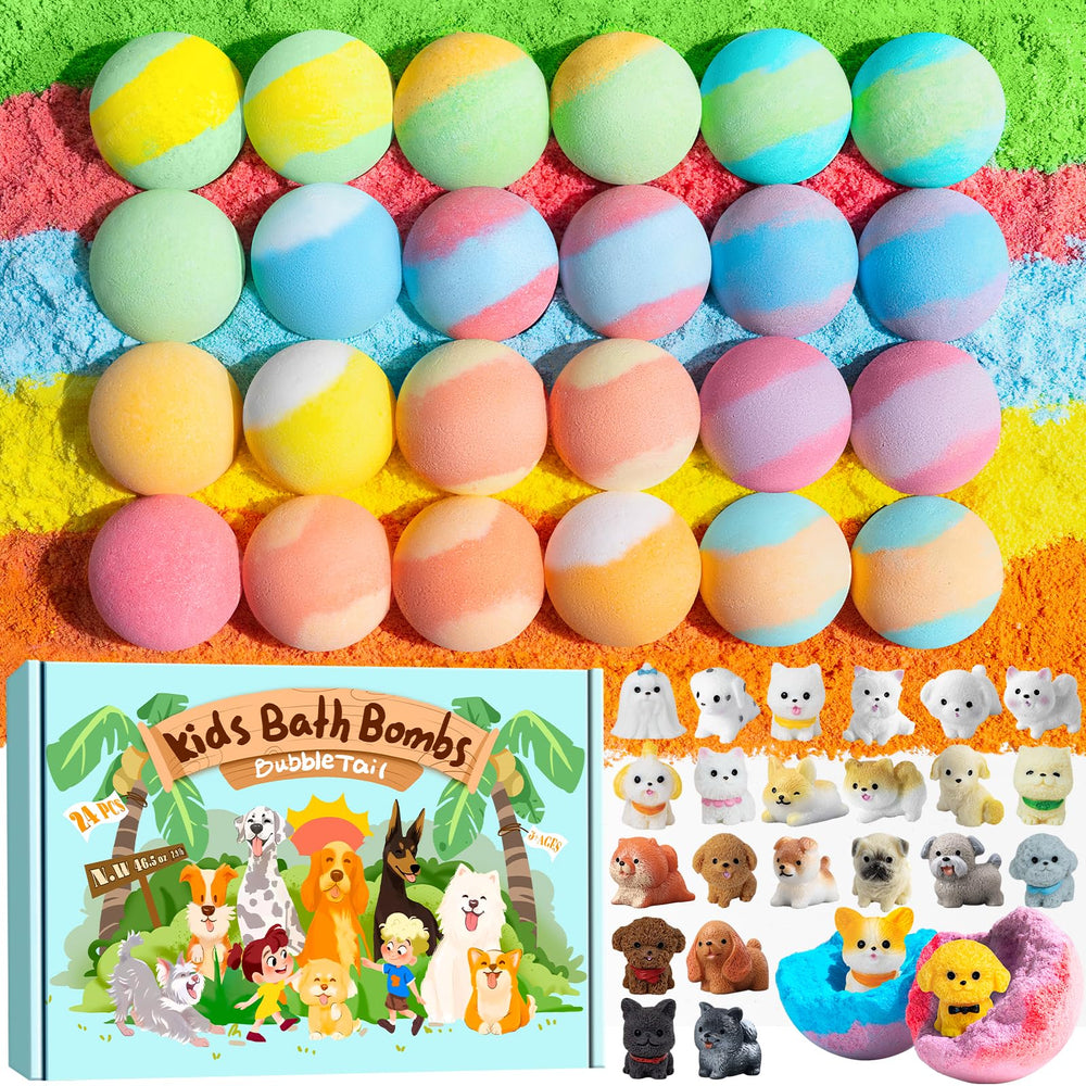 BubbleTail front packaging showing 24 colorful bath bombs and playful design, enhancing gift appeal