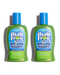 Bullfrog Quik Gel front packaging showing SPF 50 and bilingual label, easy identification