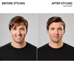 Bumble and bumble hand applying product demonstrating controlled styling