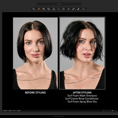 Bumble and bumble label close-up and pump for easy dispensing benefit