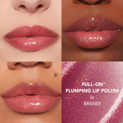 BUXOM Brandi swatch on skin showing pearlescent shimmer and buildable coverage