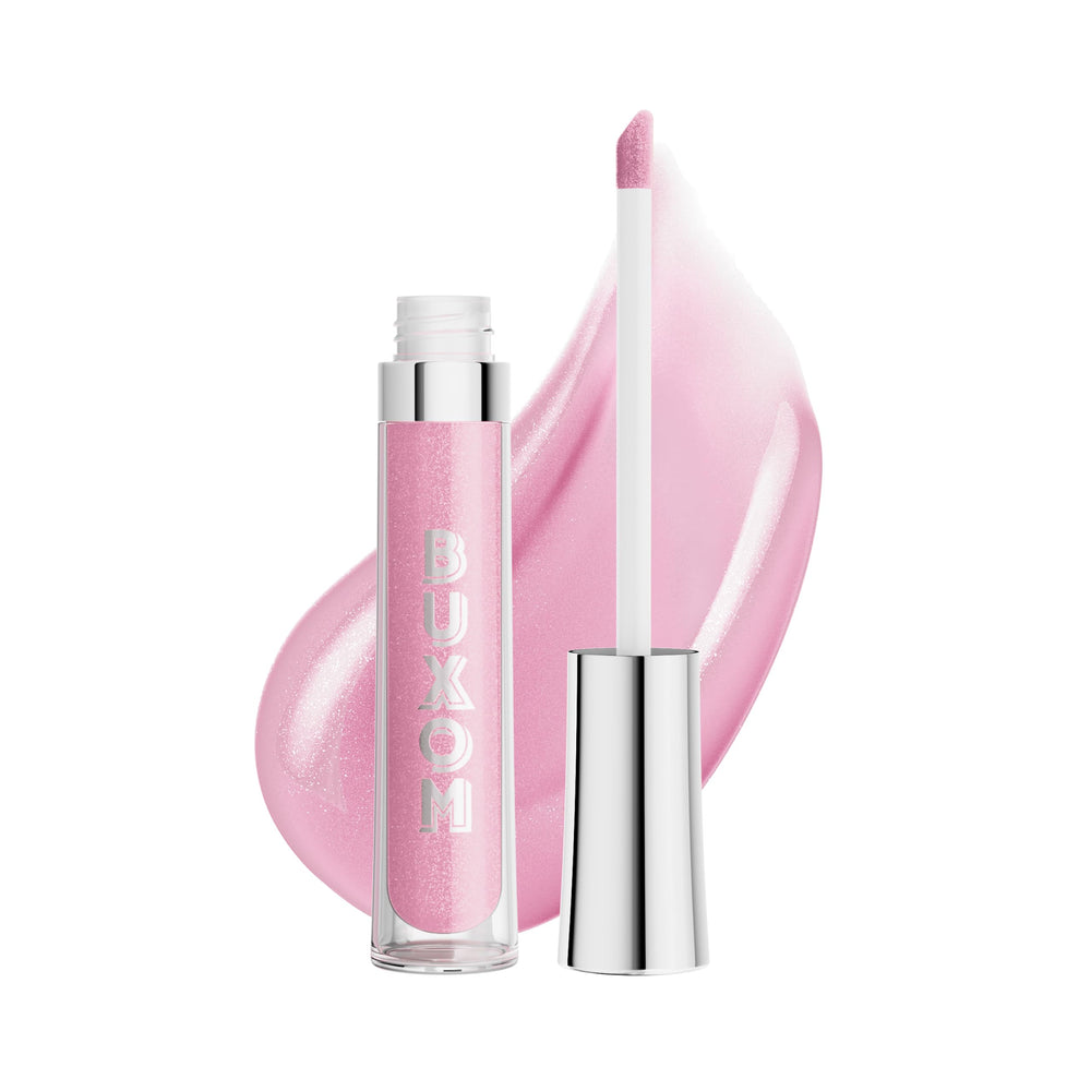 Buxom front packaging showing shade AF Dolly Light and glossy finish benefit