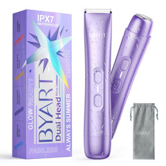 BYART front view showing compact dual-head trimmer and control button for easy grooming
