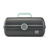 Caboodles front view black sparkle case showing secure latch and retro style benefit portability