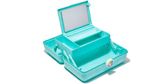 Caboodles packed in a backpack demonstrating travel-friendly protection and easy carrying