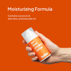 dispensing lotion from cake bottle demonstrating easy pump use