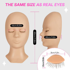 CALAILIS mannequin head in use with tweezers demonstrating improved lash placement practice