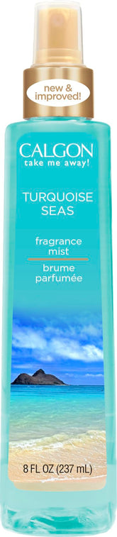 Calgon Turquoise Seas front bottle showing label and ocean-inspired design for fresh scent