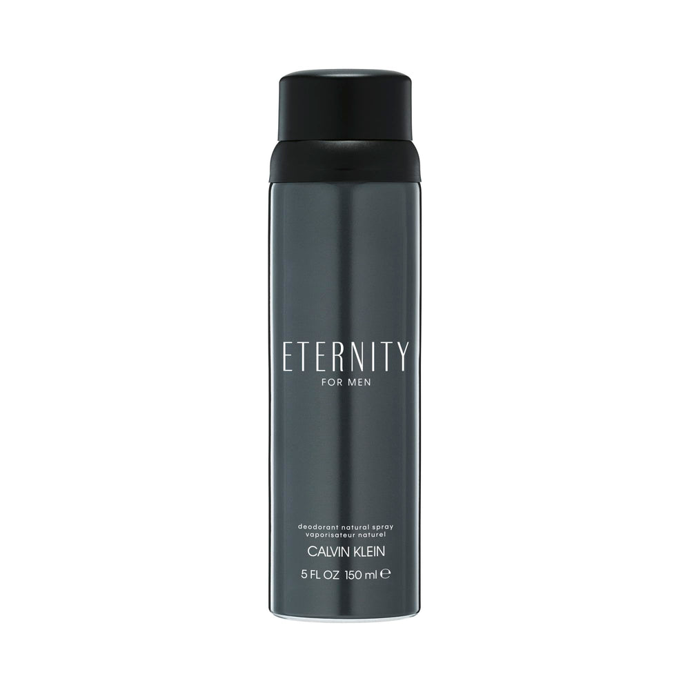 Calvin Klein Eternity front can shows sleek branding and benefit of portable freshness