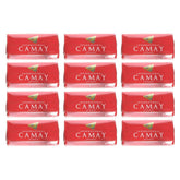 Camay front packaging showing 12-count bars and scent benefit