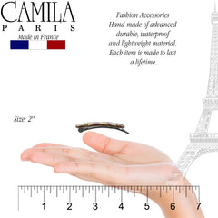 Camila Paris close-up of glossy onyx acetate highlighting polished craftsmanship