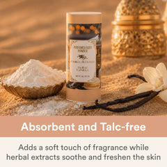 Camille Beckman powder shaken into hand demonstrating simple application