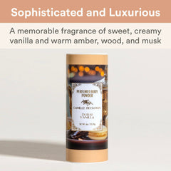 Camille Beckman open 4 oz jar top view revealing fine talc-free powder