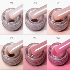CANNI six bottles arranged showing nude pink shade variety and versatility