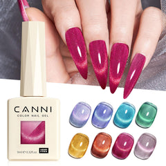 CANNI bottle labels and caps close-up highlighting readable shade names and neat dispensing