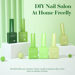 CANNI swatch strokes of all six greens displaying true pigment and blendability benefits