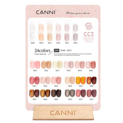 CANNI printed color card laid out with swatches to preview jelly pinks and nudes