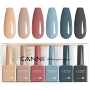 CANNI front packaging showing six fall gel shades and brand