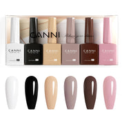 CANNI front packaging of six fall gel polishes showing color bottles and branding for easy selection