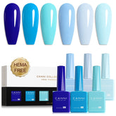 CANNI front packaging showing six blue gel polish bottles and gift-ready box
