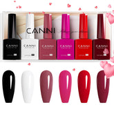 CANNI front packaging showing six Hema-free gel polish bottles and benefits