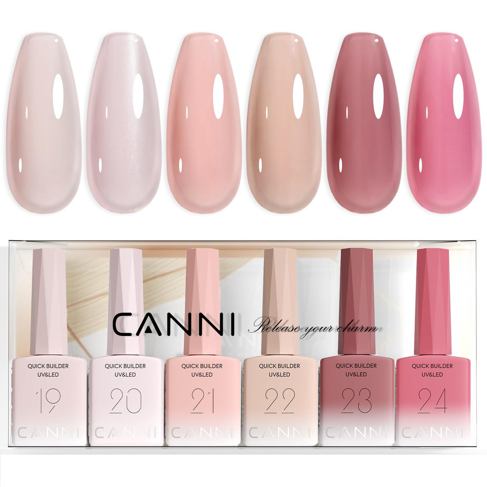 CANNI front packaging shows six jelly pink bottles and set benefit