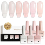 CANNI front packaging showing six nude pink jelly gel bottles for quick shade choice