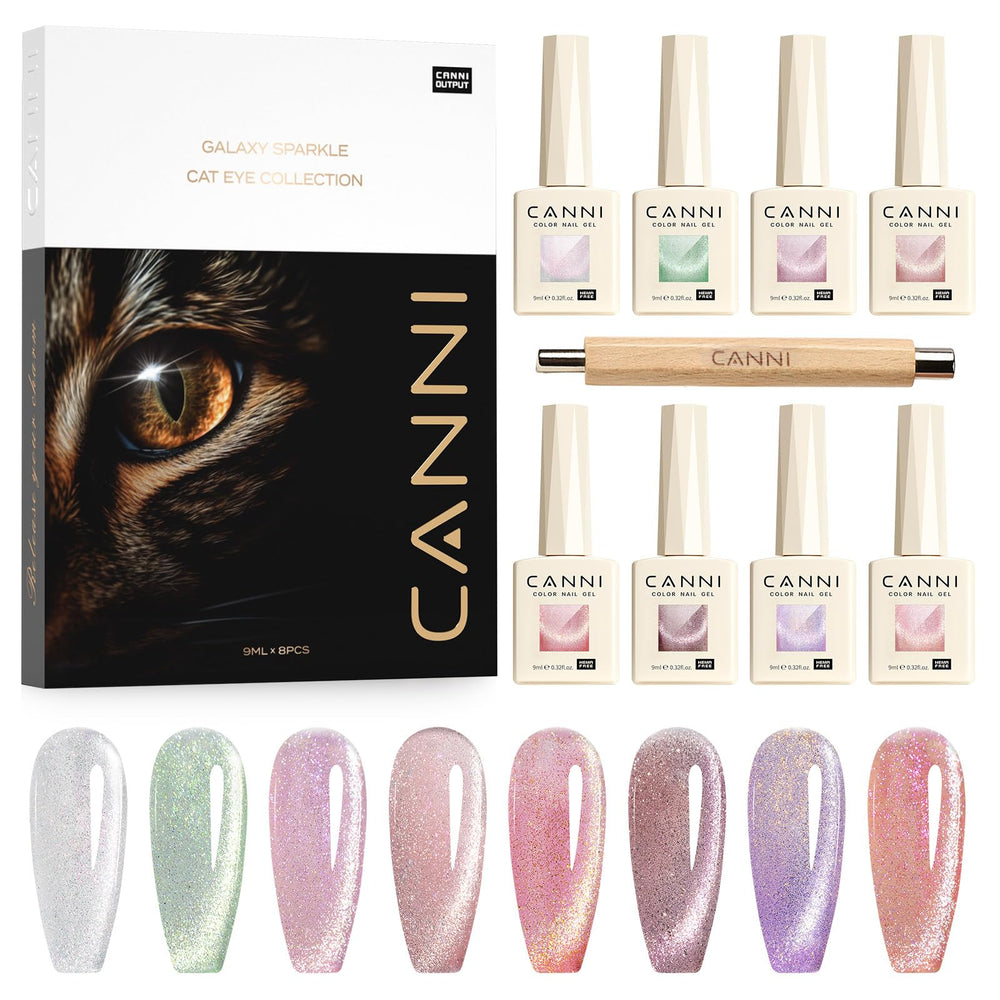CANNI front packaging showing eight gel bottles and magnet for quick selection