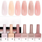 CANNI front bottles showing six jelly nude shades and clear color preview