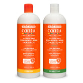 Cantu front packaging showing 1L shampoo and conditioner for easy identification and value