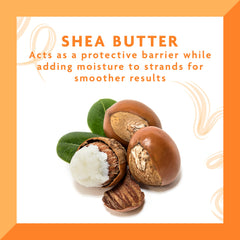 Cantu label detail highlighting shea butter and heat protection