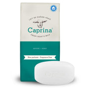 Caprina front packaging showing unscented bar and six-pack benefit