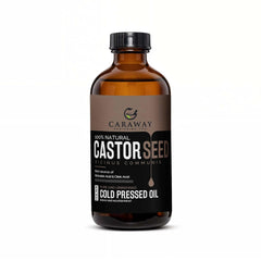 CARAWAY glass bottle front view showing fresh cold-pressed oil