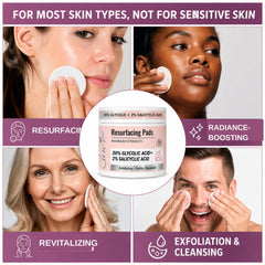 Care me pad being applied to cheek showing easy at-home resurfacing benefit