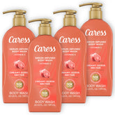 Caress pump bottle front view showing guava nectar and moisturizing benefit