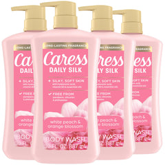 Caress front packaging showing white peach scent and luxury benefit