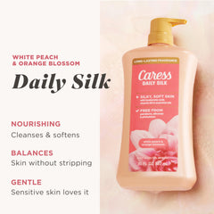 Caress pump dispenser close-up showing easy single-handed use