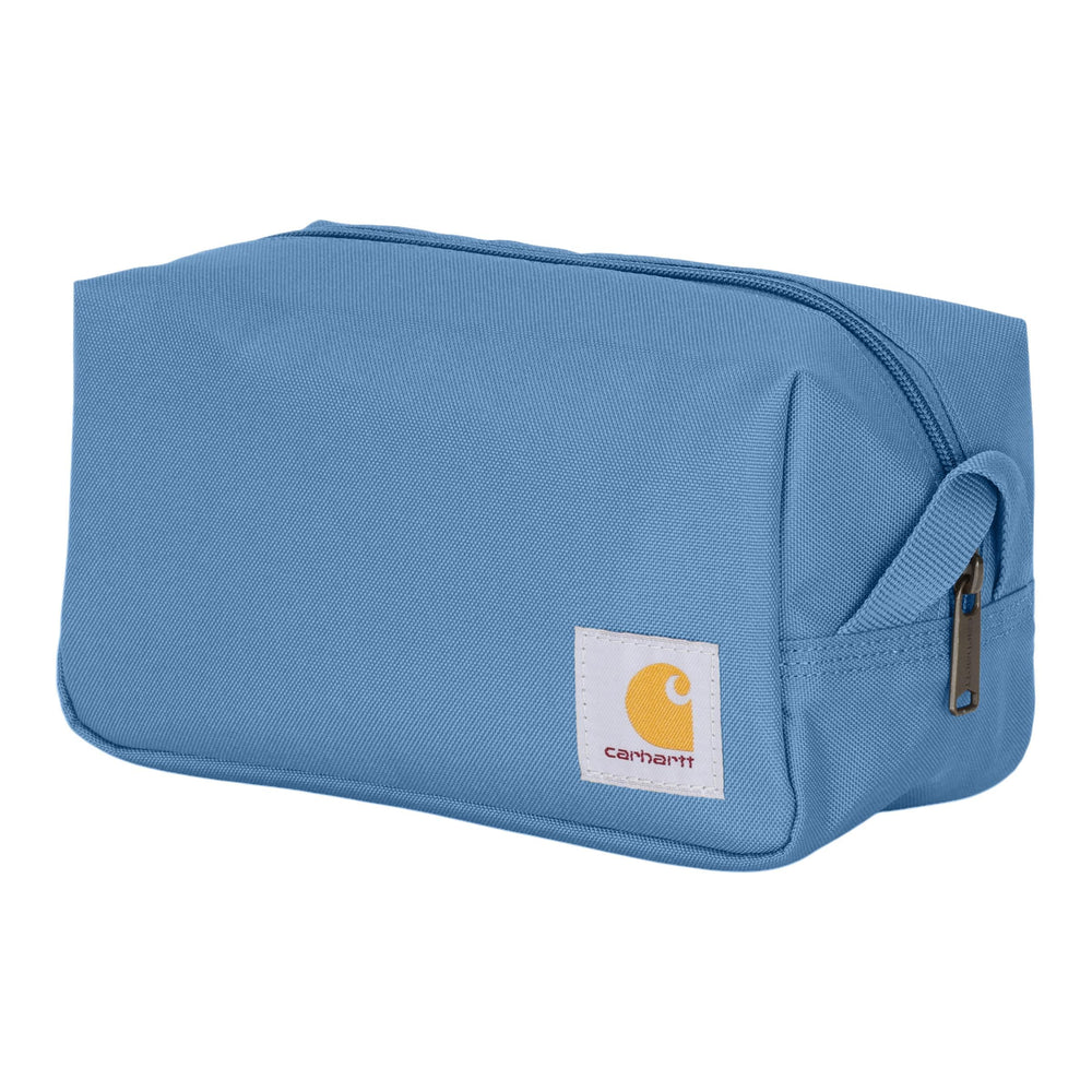 Carhartt travel kit front view in workwear blue showing durable silhouette and tidy appearance