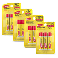 Carmex front packaging showing 12-count bundle and convenience