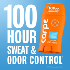 Carpe applied underarm drying clear to reduce transfer and visible residue