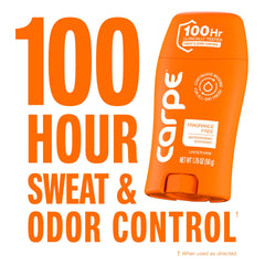 Carpe clear dry underarm detail showing residue-free finish benefit for clothing
