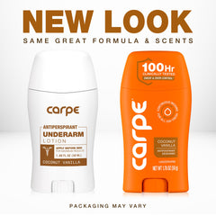 Carpe dispenser open with thin layer of lotion being applied for easy use