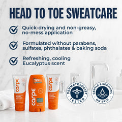 Carpe sweat-absorbing hand lotion pump with easy-dispense for better grip