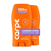 Carpe front packaging showing lavender citrus scent and 2-pack benefit