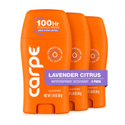 Carpe front packaging showing Lavender Citrus scent and 100-hour benefit