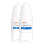 Carpe front packaging showing two-exfoliator pack and benefits
