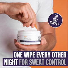 Carpe wipe application in use underarm demonstration for sweat control