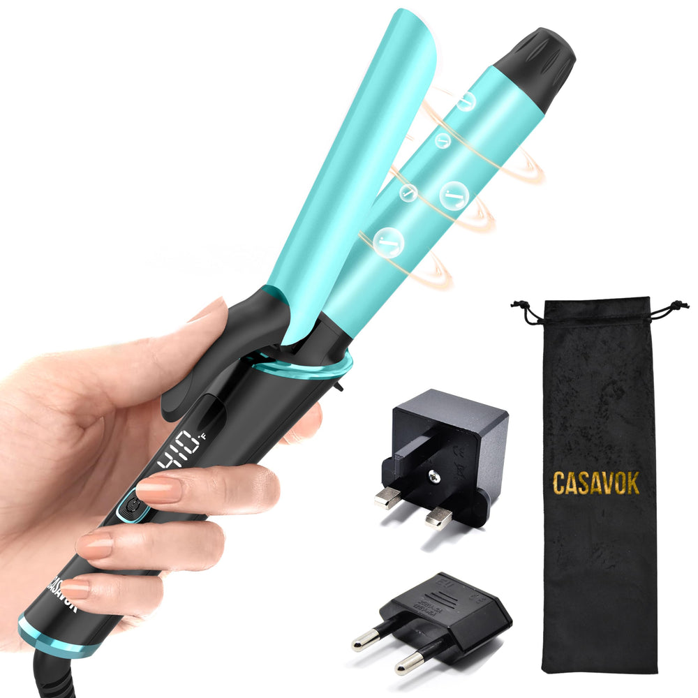 Casavok front view of mini curling iron showing compact design and portability